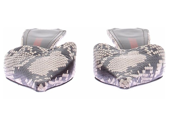 Autre Marque Mules en cuir effet serpent "Gigio" Violet - vue 3