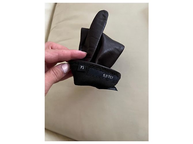 Gucci Damen Lederhandschuhe in Dunkelbraun - Ansicht 5