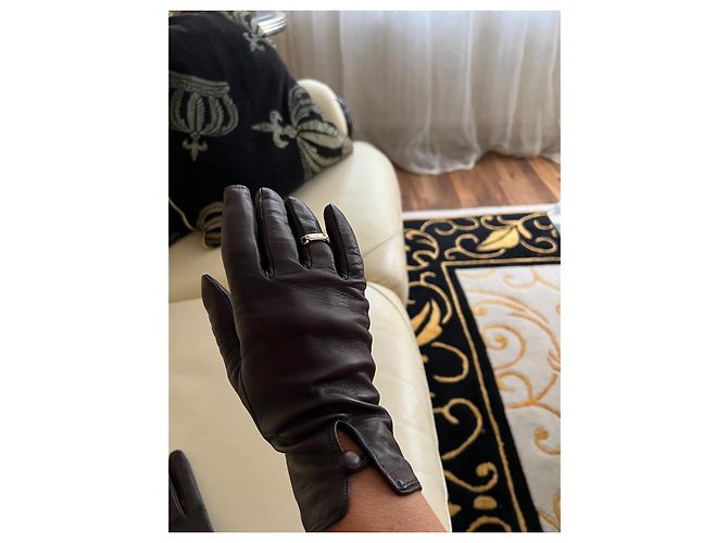 Gucci Damen Lederhandschuhe in Dunkelbraun - Ansicht 8