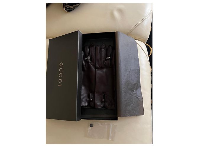 Gucci Damen Lederhandschuhe in Dunkelbraun - Ansicht 9