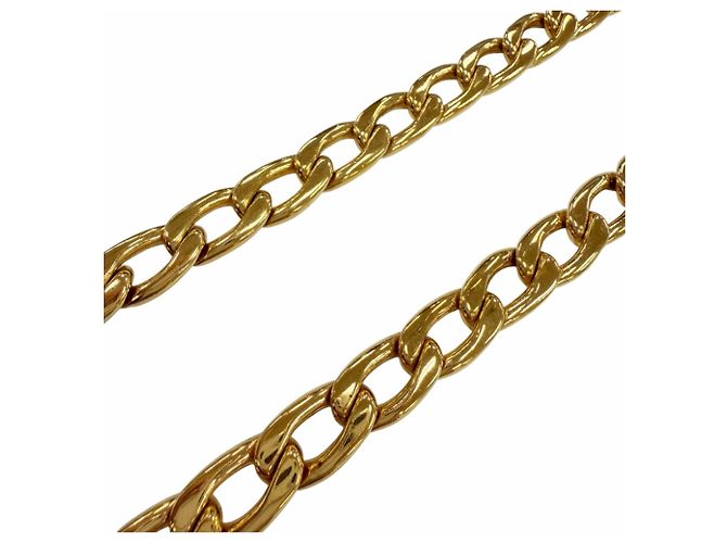 Chanel Vintage Metall-Gürtel mit Coco Mark Münze und Kette Golden - Ansicht 7