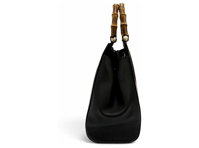 Bamboo Gucci Nymphaea Medium Schultertasche aus Leder mit Bambus und Eco-Perlen Schwarz - Ansicht 5