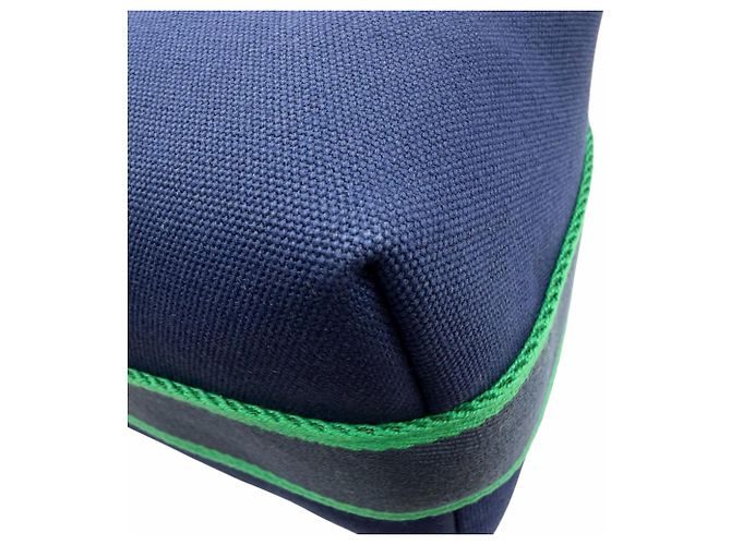 Hermès Hermes Bride à Black PM Baumwoll-Pouch Handtasche Marineblau - Ansicht 15