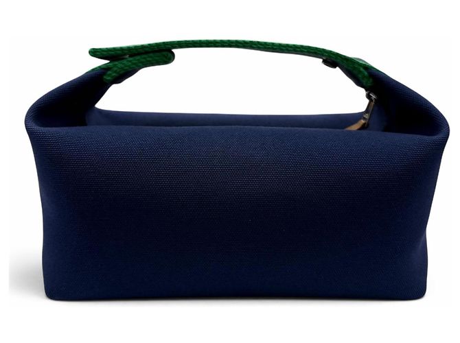 Hermès Hermes Bride à Black PM Baumwoll-Pouch Handtasche Marineblau - Ansicht 2