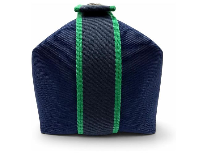 Hermès Hermes Bride à Black PM Baumwoll-Pouch Handtasche Marineblau - Ansicht 3