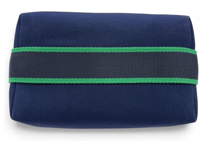 Hermès Hermes Bride à Black PM Baumwoll-Pouch Handtasche Marineblau - Ansicht 4
