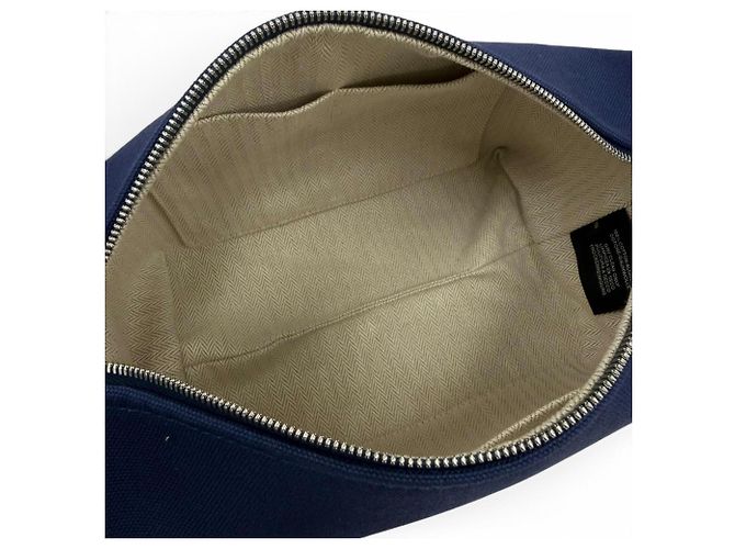 Hermès Hermes Bride à Black PM Baumwoll-Pouch Handtasche Marineblau - Ansicht 5