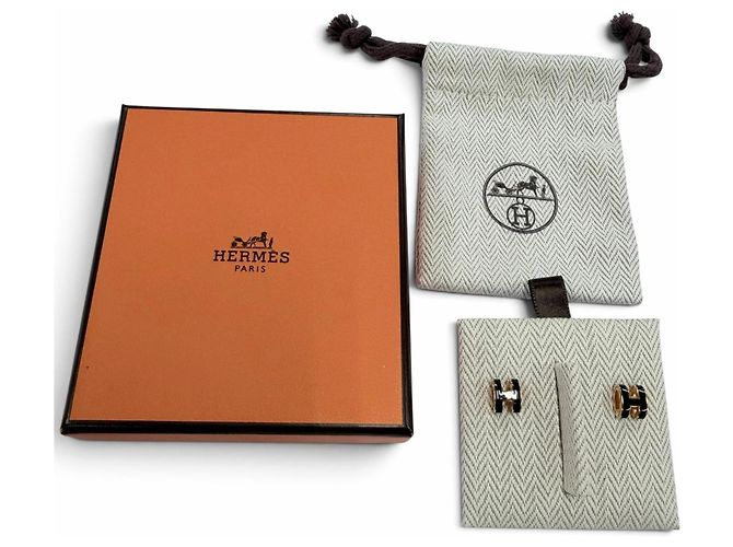 Hermès HERMES Pop H Mini Ohrringe Schwarz Golden - Ansicht 2