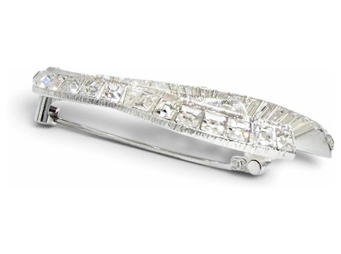 Spilla Bijou Chanel in cristallo e strass argento - vista 3