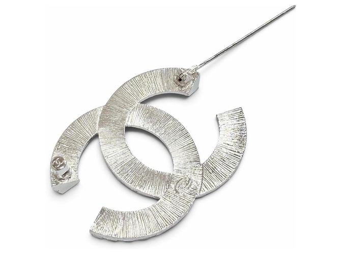 Spilla Bijou Chanel in cristallo e strass argento - vista 4