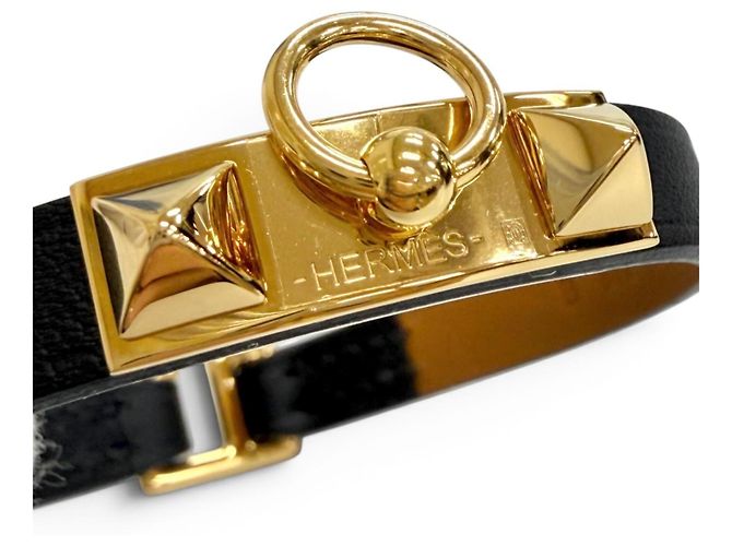 Hermès Bracciale charm Hermes Micro Rival in pelle Swift Nero - vista 8