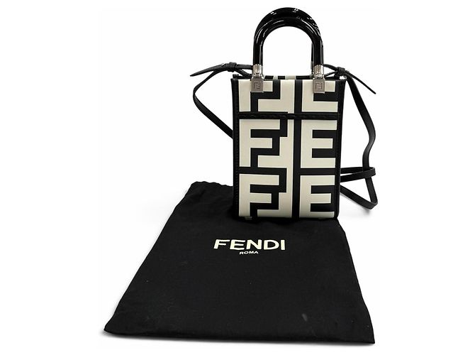 FENDI x MARC JACOBS Sunshine Shopper Small Leather Handbag Black White - view 2