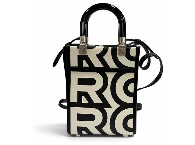 FENDI x MARC JACOBS Sunshine Shopper Small Leather Handbag Black White - view 4