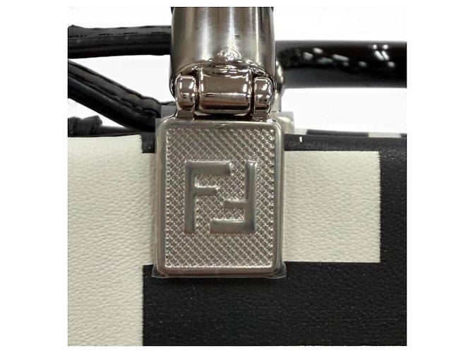 FENDI x MARC JACOBS Sunshine Shopper Small Leather Handbag Black White - view 9