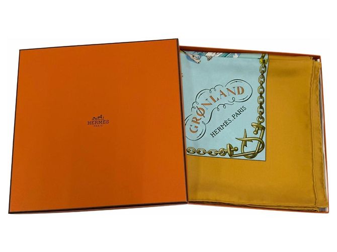 Hermès Hermes Carre 90 Groenland Seidentuch Gelb - Ansicht 2