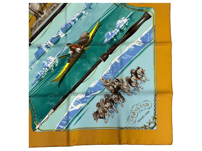 Hermès Hermes Carre 90 Groenland Seidentuch Gelb - Ansicht 5