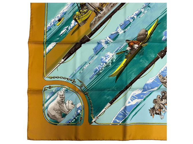 Hermès Hermes Carre 90 Groenland Seidentuch Gelb - Ansicht 6