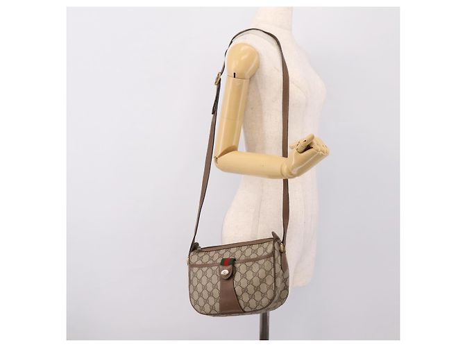 GUCCI GG Supreme Web Sherry Line Bag PVC Beige Gold 89 02 032 - vista 22