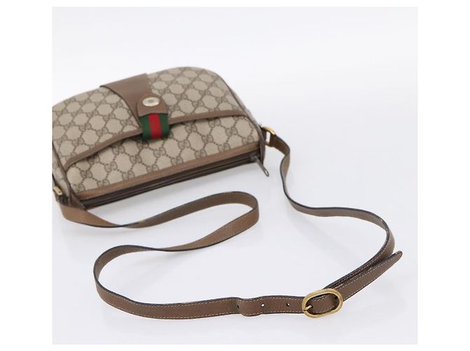 GUCCI GG Supreme Web Sherry Line Bag PVC Beige Gold 89 02 032 - vista 7