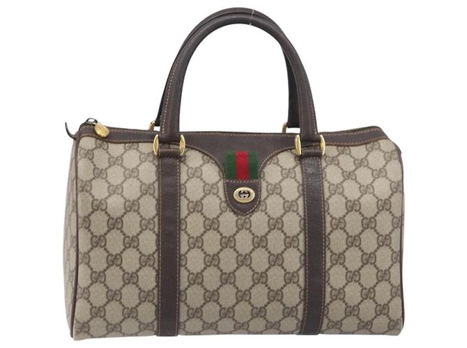 GUCCI GG Supreme Web Sherry Line Hand Bag PVC Beige Gold 40 02 007 - vista 13