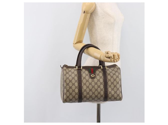 GUCCI GG Supreme Web Sherry Line Hand Bag PVC Beige Gold 40 02 007 - vista 24