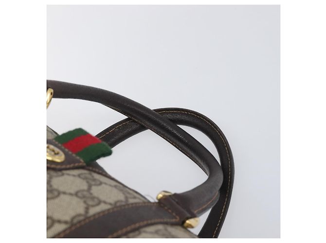 GUCCI GG Supreme Web Sherry Line Hand Bag PVC Beige Gold 40 02 007 - vista 8