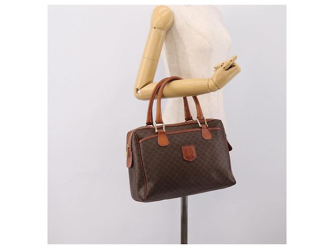 Céline CELINE Macadam Canvas Mini Boston Bag PVC Leder Braun Gold - Ansicht 24