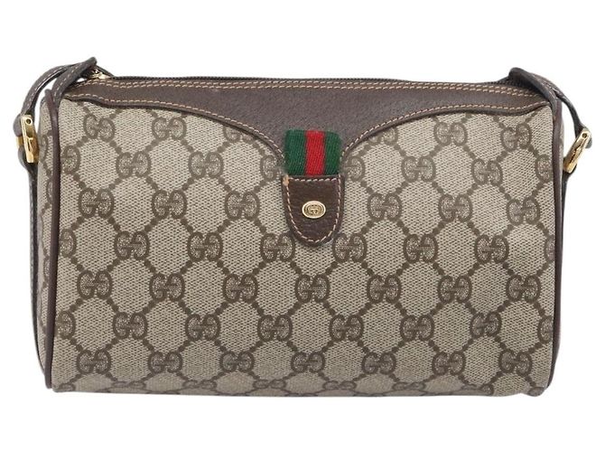 GUCCI GG Supreme Web Sherry Line Bag PVC Beige Gold 89 02 018 - vista 13
