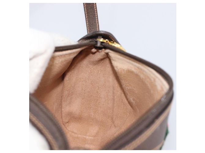GUCCI GG Supreme Web Sherry Line Bag PVC Beige Gold 89 02 018 - vista 19