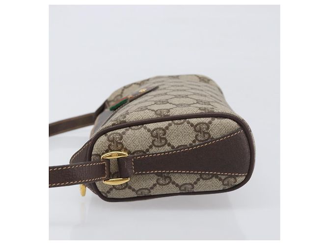 GUCCI GG Supreme Web Sherry Line Bag PVC Beige Gold 89 02 018 - vista 4