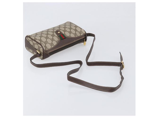 GUCCI GG Supreme Web Sherry Line Bag PVC Beige Gold 89 02 018 - vista 7