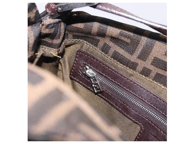 FENDI Zucca Canvas Mamma Baguette Shoulder Bag Black Brown - vista 24