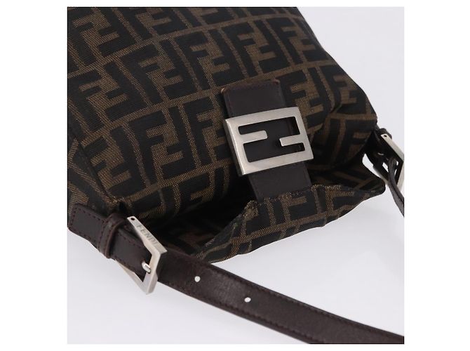 FENDI Zucca Canvas Mamma Baguette Shoulder Bag Black Brown - vista 6