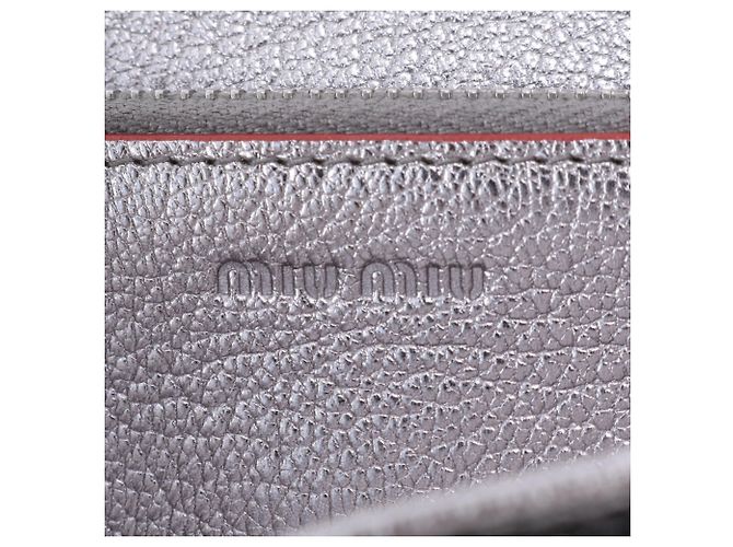Miu Miu Madras Love Letter Leder-Langbrieftasche Silber - Ansicht 10
