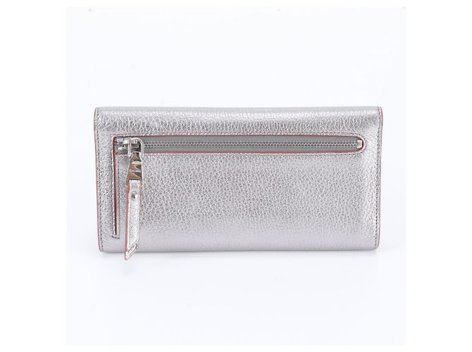 Miu Miu Madras Love Letter Leder-Langbrieftasche Silber - Ansicht 2