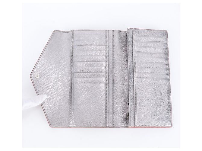 Miu Miu Madras Love Letter Leder-Langbrieftasche Silber - Ansicht 6