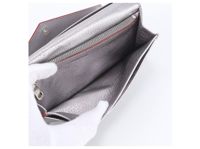 Miu Miu Madras Love Letter Leder-Langbrieftasche Silber - Ansicht 7