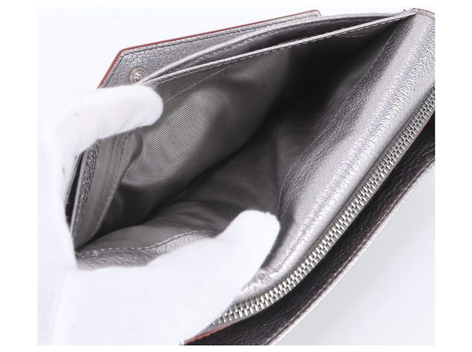 Miu Miu Madras Love Letter Leder-Langbrieftasche Silber - Ansicht 8