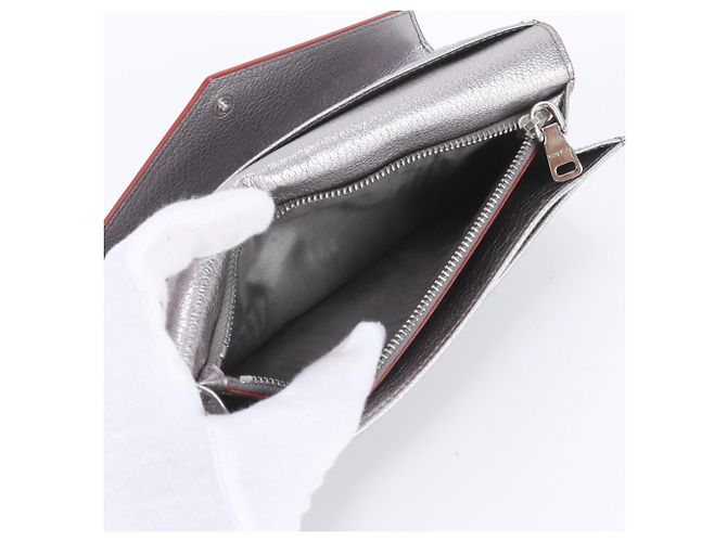 Miu Miu Madras Love Letter Leder-Langbrieftasche Silber - Ansicht 9