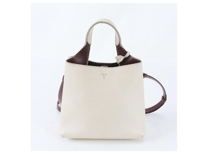 Tod's T-Timeless Leder 2-Way Handtasche Weiß Rot Bordeaux - Ansicht 3