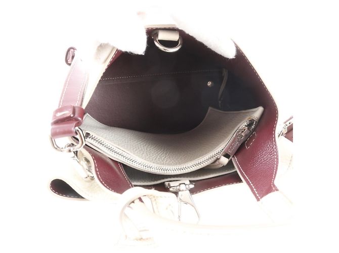 Tod's T-Timeless Leder 2-Way Handtasche Weiß Rot Bordeaux - Ansicht 7