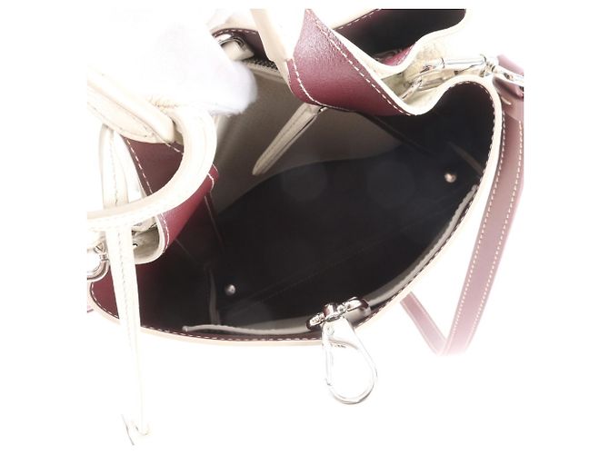 Tod's T-Timeless Leder 2-Way Handtasche Weiß Rot Bordeaux - Ansicht 8