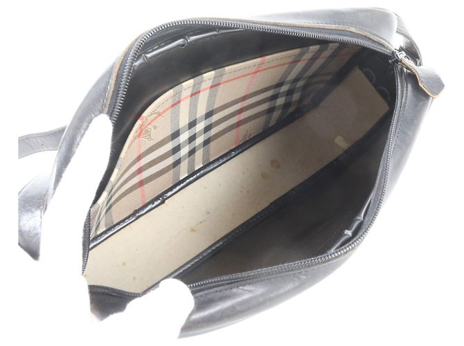 Bolsa de Ombro Burberry Nova Check em Lona e Couro Preto - vista 7