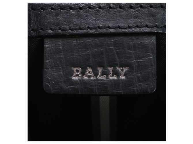 Sac cabas en cuir Bally Emblem Logo Marron Noir - vue 10