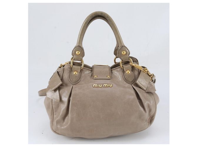 Borsa a tracolla 2-Way in pelle con fiocco laterale Miu Miu Beige - vista 3