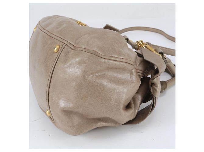 Borsa a tracolla 2-Way in pelle con fiocco laterale Miu Miu Beige - vista 4