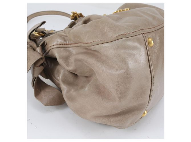 Borsa a tracolla 2-Way in pelle con fiocco laterale Miu Miu Beige - vista 6