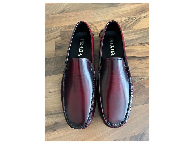 Prada Leder Loafer Herren Bordeauxrot - Ansicht 2