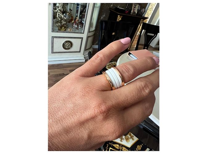 Bulgari B.zero1 Ring aus 18K Roségold und weißer Keramik Golden - Ansicht 5