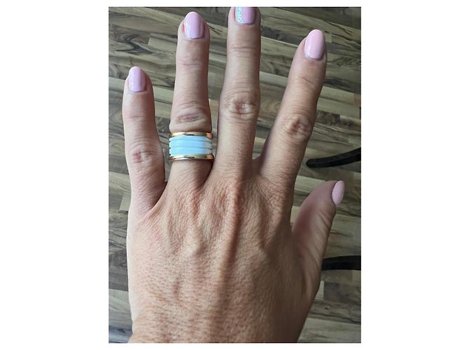Bulgari B.zero1 Ring aus 18K Roségold und weißer Keramik Golden - Ansicht 6